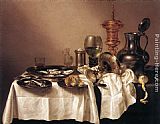Willem Claesz Heda Canvas Paintings - Still-life with Gilt Goblet